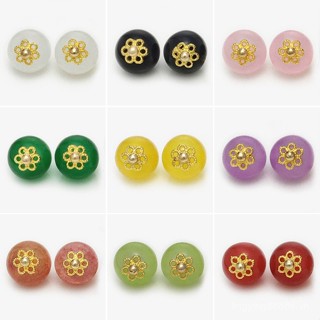 KAC2 [1 Item] Mới Phong Cách Trung Hoa Receptacle Giả Ngọc Tròn Đính Hạt Nút Phong Cách Trung Hoa Nhỏ Kính Tươi Sườn Xám Nút Váy Hanfu Tấm Nút