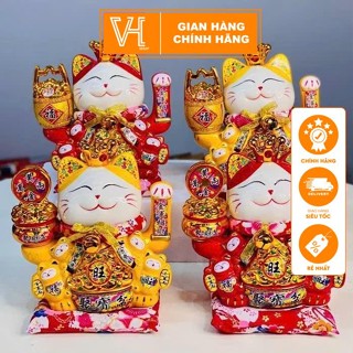 Mèo Thần Tài Mèo May Mắn Mèo Tài Lộc Vẫy Tay Nhật Bản Maneki Nekko Băng Gốm Sứ Cao Cấp Nhiều Mẫu Mới