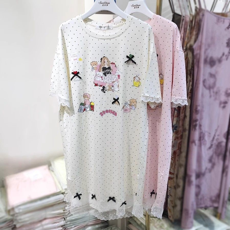 ✨7.1 Homewear Bộ Đồ Ngủ Áo Chui Ren Nơ Tay Ngắn Nhà | BigBuy360 - bigbuy360.vn