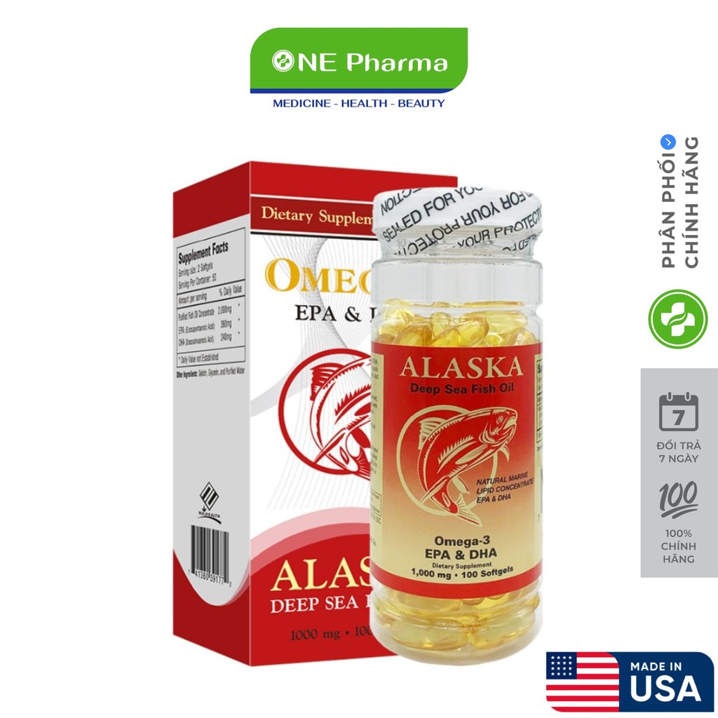 Viên Uống Dầu Cá Nu-Health Alaska Deep Sea Fish Oil Omega-3 1000mg - 100 viên