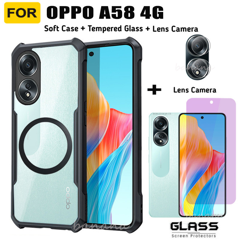 Oppo A58 4G Vỏ Bảo Vệ Acrylic Có Vòng Sắt Nam Châm Cho OPPO A58 4G A78 4G 5G A79 A55 4G Kính Cường L
