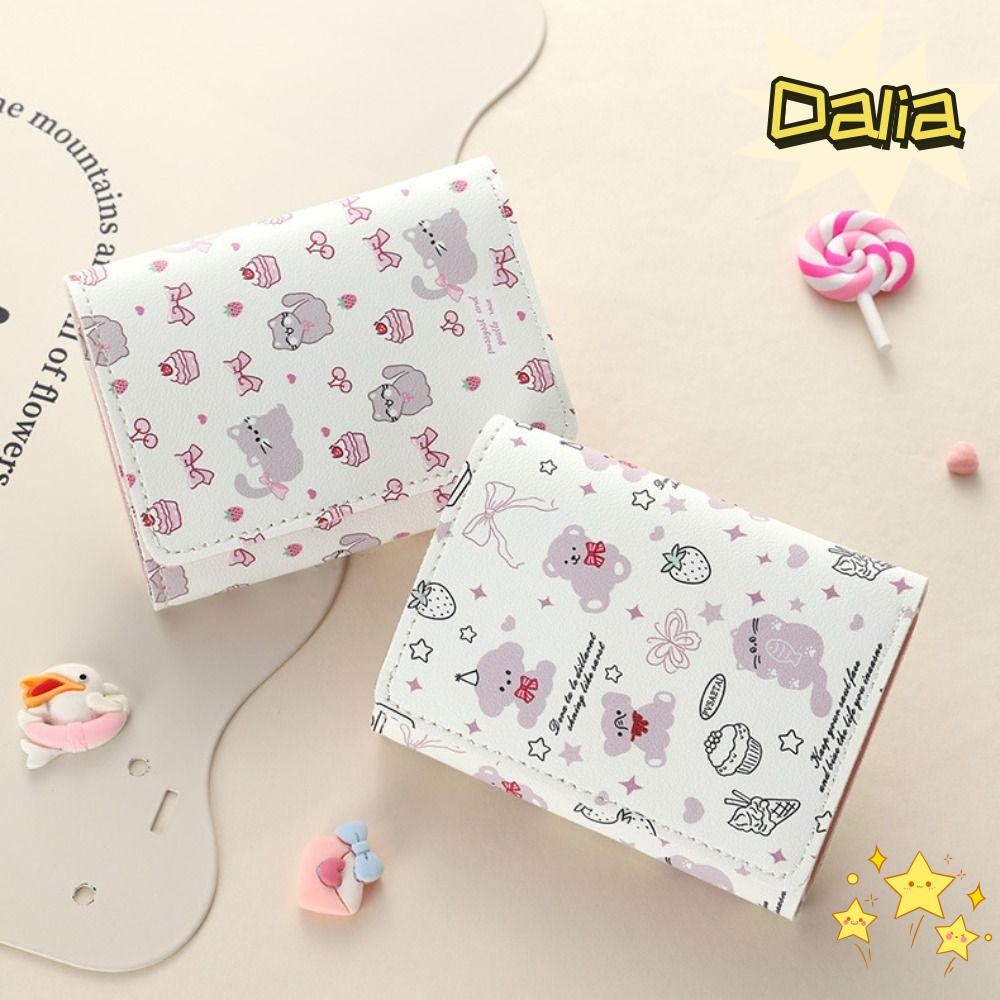 Ví ngắn DALIA, Ví đựng tiền xu nơ da PU, Quà tặng đựng thẻ Kitty hoạt hình