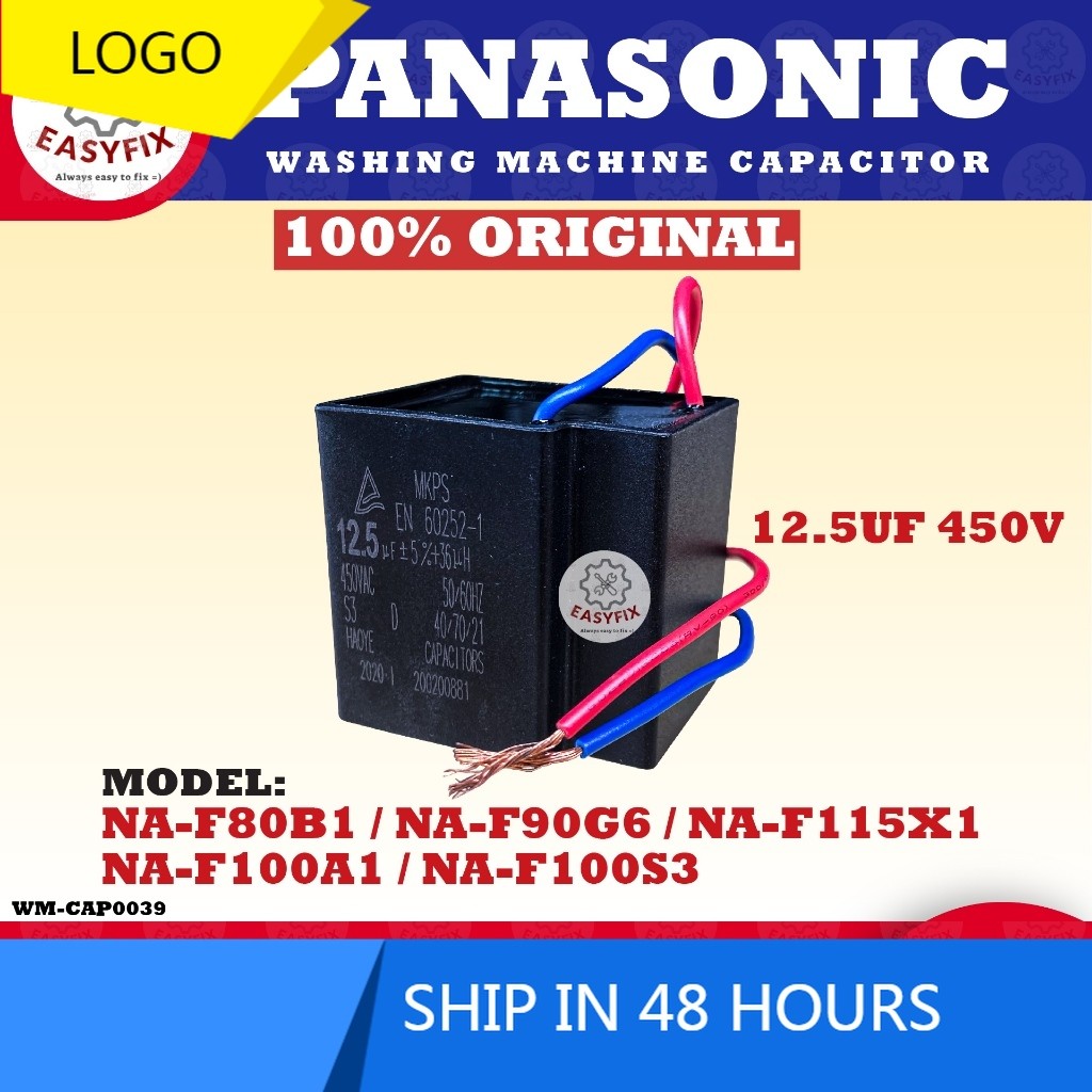 NA-F80B1 / NA-F90G6 / NA-F115X1 Máy giặt PANASONIC Tụ điện xoay 12.5UF 450V NA-F100A1 NA-F100S3