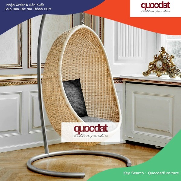 [HÀNG ĐẶT] 008 – Ghế Xích Đu Xuất Khẩu Cao Cấp, Poly Rattan Swing Chair | QuocDatFurniture