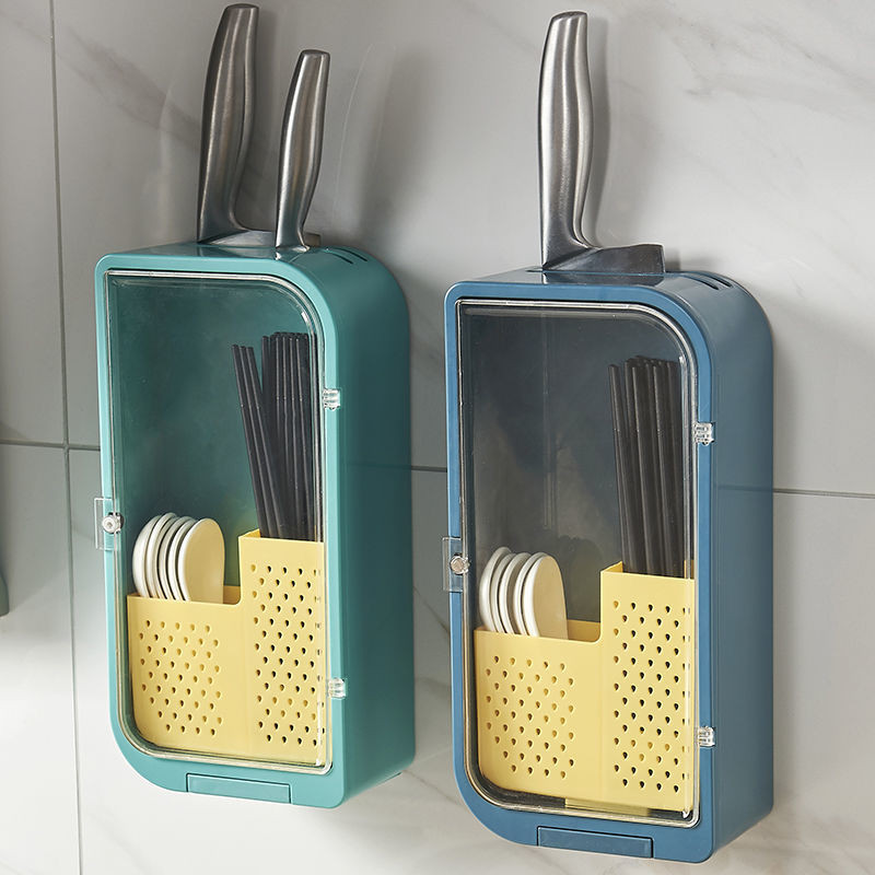 New Product#Knife Holder Chopstick Cage No-Drill Kitchen Wall-Mounted Knife and Utensil Storage Inte
