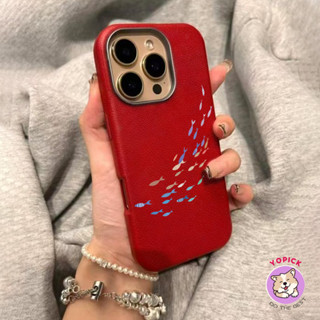For iPhone 16 16Pro 16Plus 16Pro Max 11 12 13Pro Max 14Plus 15Pro Phone Cute fish school Case  XR XS Max 7 8Plus SE2020 Cartoon Phone Cover Leather Soft Girl Men Weman SP