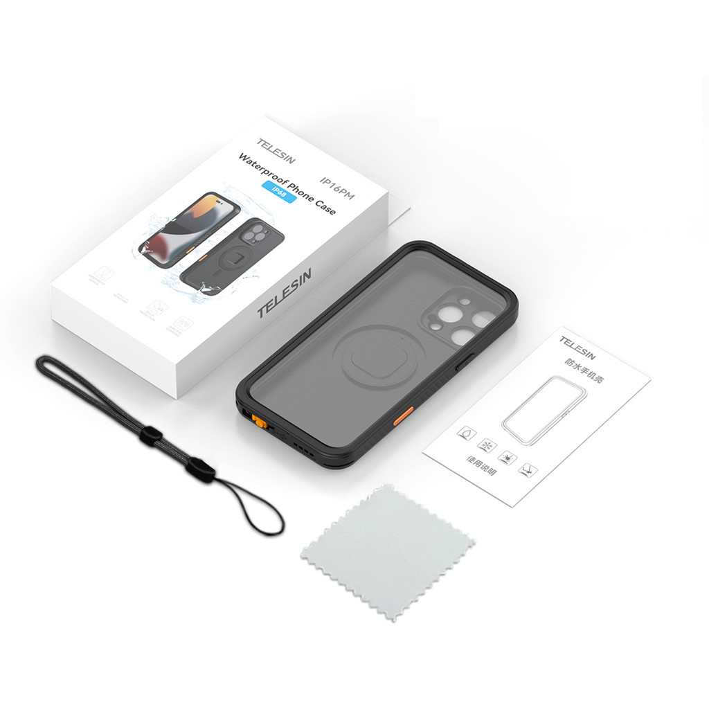 Ốp điện thoại chống nước TELESIN Vỏ lặn từ tính cho điện thoại IP68 Vỏ bảo vệ dưới nước chống nước t