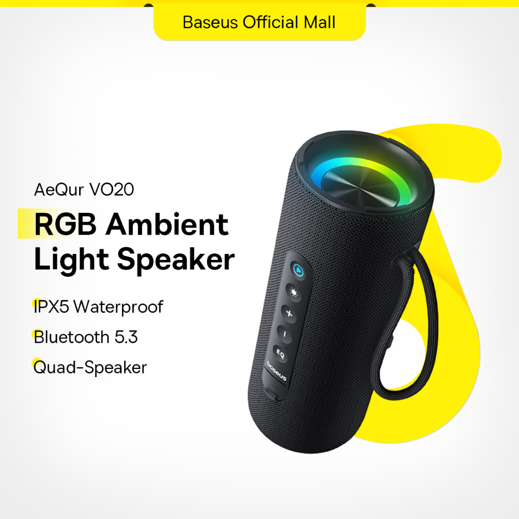 Loa không dây di động BASEUS AeQur VO20 15W Bluetooth 5.3 đèn xung quanh RGB thông minh âm trầm âm t
