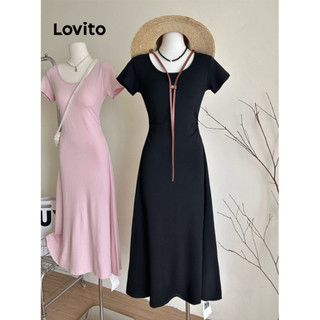 Đầm Lovito cơ bản màu trơn phong cách thường ngày cho nữ LNE61457