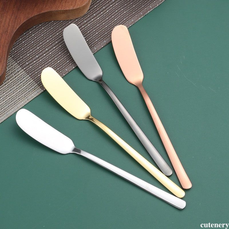  Thìa Bơ Inox - Dụng Cụ phết kem - Dụng Cụ Bộ Đồ Ăn Nhà Bếp - Dành Cho Mứt, Mờ, Phô Mai Tay Cầm Dài cutenery