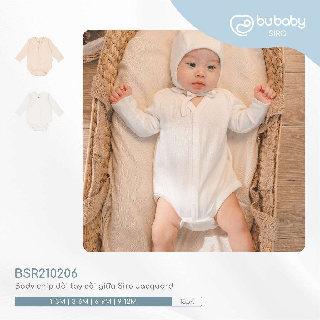 [BU Baby] (1-12M) Body dài tay cài sau bèo cổ [BU Baby] - BSR2110BC - [BU Baby] sơ sinh - [BU Baby] 