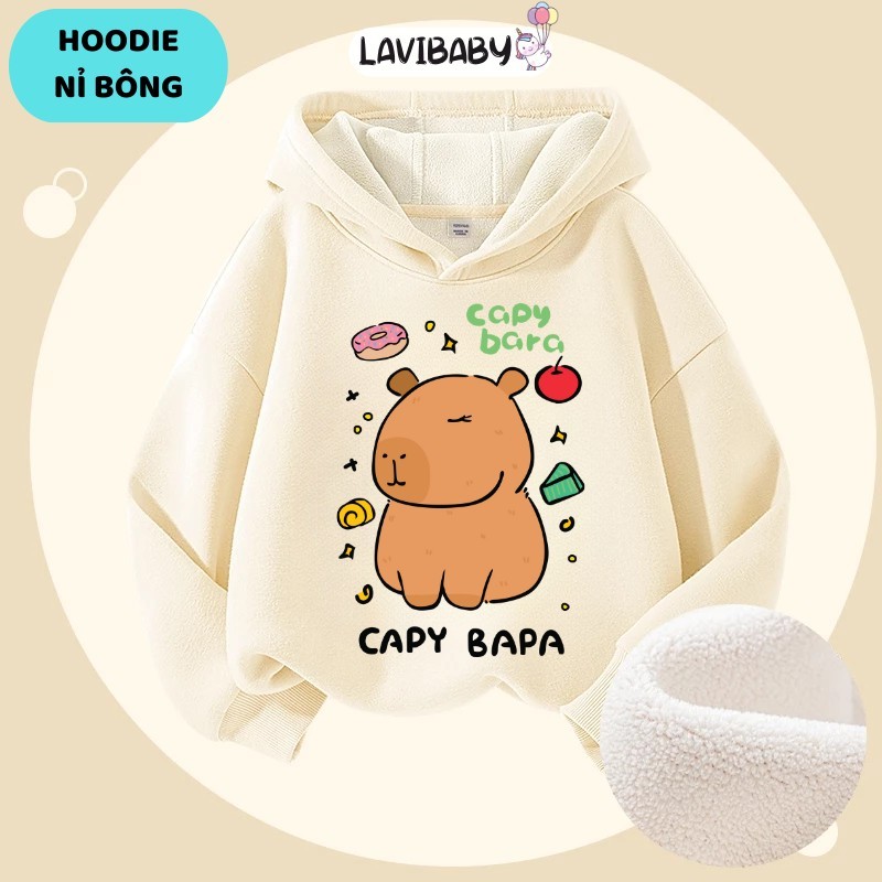 Áo Hoodie cho bé LaviBaby Áo Nỉ bông có mũ thu đông cho bé trai bé gái Mềm mại, Thoải mái - NB3