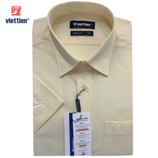 Viettien - Áo sơ mi ngắn tay lai bầu màu vàng chanh - 390k
