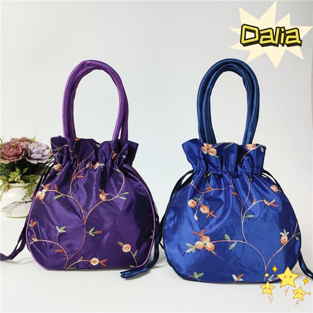 Dalia Túi Xô Nhỏ, Thêu Hoa Top Tay Cầm Nữ Túi Xách Hoa, Ví Thanh Lịch Phong Cách Dân Tộc Handmade Dâ
