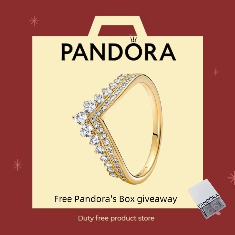 Pandora 100% 925 Bạc Trang Sức Tinh Tế Cặp Đôi Bộ Pandora Timeless Wish Tiara Nhẫn 167736C01