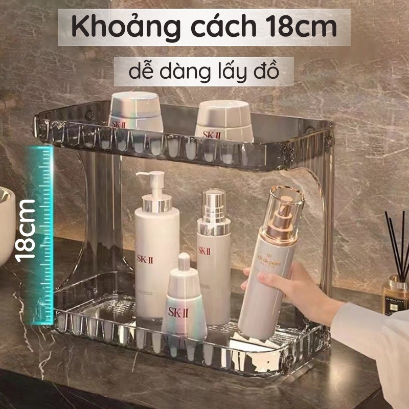 [SẴN] Kệ Đựng Mỹ Phẩm 2 Tầng Nhựa Mica Trong Suốt, Kệ Để Đồ Nhà Tắm Để Bàn Trang Điểm Sang Trọng | BigBuy360 - bigbuy360.vn