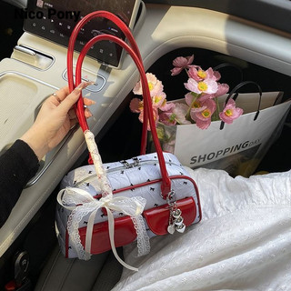 Túi đeo vai PU thanh lịch Nico Pony có nơ ren, thiết kế nách thời trang dành cho nữ