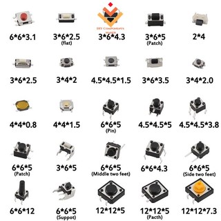 25 Loại 125 Chiếc Micro Switch Push Tact Nút BẬT / TẮT Nút Cảm Ứng Công Tắc Các Loại Bộ Dụng Cụ