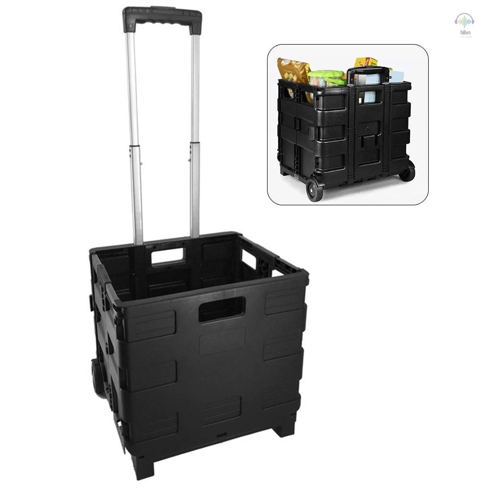 Xe đẩy tiện ích mua sắm 32L trên bánh Xe đẩy tạp hóa có thể gập lại hạng nặng có tay cầm bằng kính t