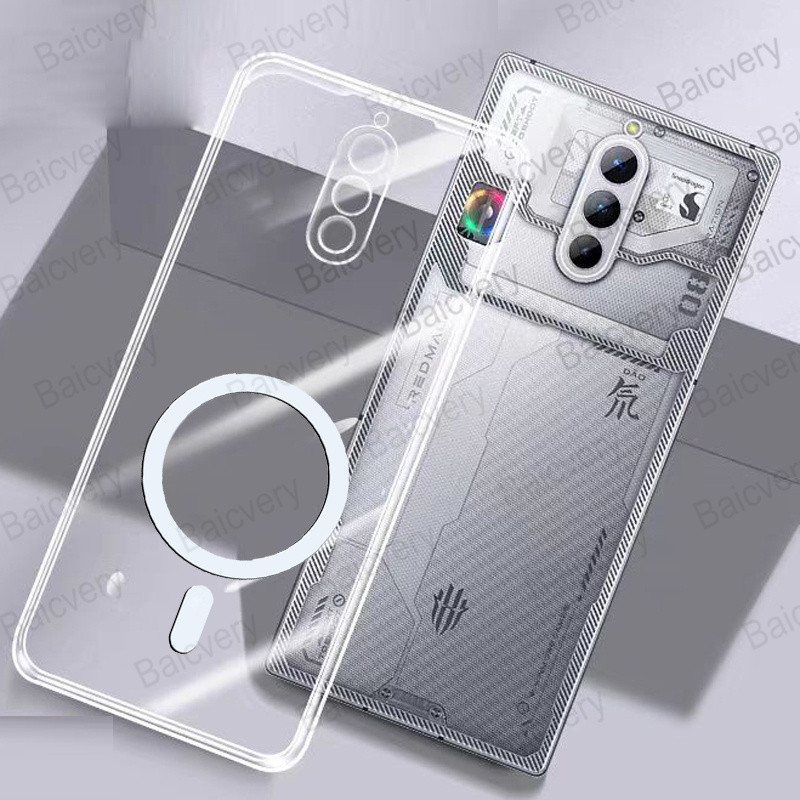 Ốp điện thoại cho Red Magic 8 Pro NX729J Ốp điện thoại TPU mềm trong suốt có nhãn dán từ tính