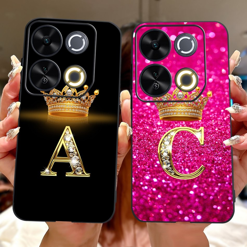 Dành Cho itel P65 Vỏ itel P65 4G P671L Vương Miện Thời Trang Ban Đầu Chữ Mềm TPU Đen Silicon Cặp Đôi
