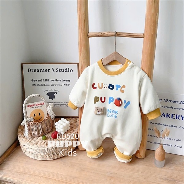 (RD520) (5-12kg) Bộ đồ liền thân dành cho em bé - Thun, Cute Puppy (Puppy Kids)