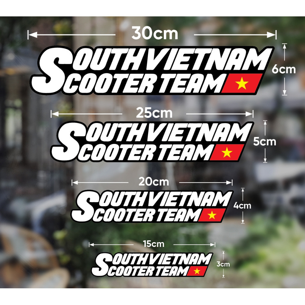 Tem Southvietnam Scooter Team Việt Nam, Tem Dán Xe Máy Scooter Team Việt Nam, Decal Xe Máy Cao Cấp c