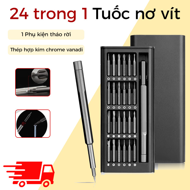 Bộ Tua Vít Đa Năng, Bộ Tô Vít Đa Năng Mini 24 Đầu Nhỏ Sửa Điện Thoại, Mở Laptop, Mắt Kính, Đồng Hồ