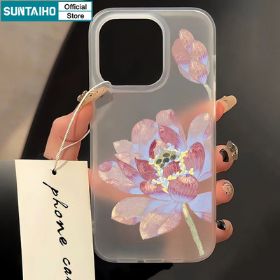 Suntaiho Ốp Lưng iPhone Đẹp trong suốt in hình Hoa Sen Đẹp Họa Tiết Hoa Trong Suốt Mờ Dành TPU Mềm Cao Cấp Chống Sốc Ốp điện thoại Cho Iphone 16 15 14 12 13 11 Pro Max IP 7 8 Plus Iphon X Xs XR Xs Max Hàn quốc Ốp Lưng