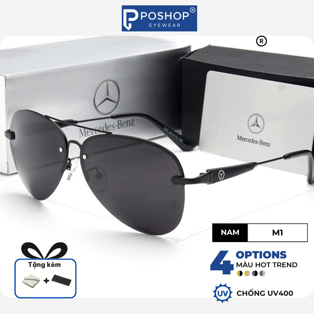 Kính Mát Nam Gọng Titan Chống Chói Cao Cấp Kính Râm Tròng Phân Cực Ngày Đêm Chống UV400  M1 POSHOP