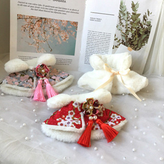  Quần áo khăn quàng cổ năm mới cho mèo Áo choàng năm mới Khăn choàng Trang trí yếm Trang phục mùa thu đông cho chó cưng Quần áo áo choàng 