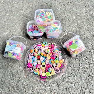  Xô 50 Sợi Thun Cột Tóc Đính Charm Size Nhỏ 1-1,5cm Nhiều Loại Đáng Yêu Dễ Thương Xinh Xắn 