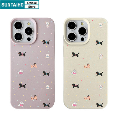 Suntaiho Ngộ nghĩnh Dễ Thương Vỏ Điện Thoại Họa Tiết Chó Hoạt Hình Cho Iphone 16 15 14 13 12 11 Pro Max IP 7 8 Plus Iphon X Xs XR Xs Max Silicon Mềm Cao Cấp Chống Sốc Ốp Lưng