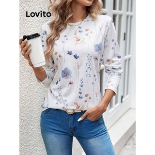 Áo thun Lovito họa tiết hoa phong cách thường ngày cho nữ LNL59216