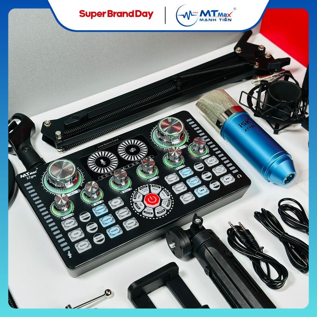 [ Deal Hot ] COMBO Livestream Chuyên Nghiệp Tại Nhà SoundCard X7Pro - Micro Thu Âm AT100 Giá Rẻ Tặng