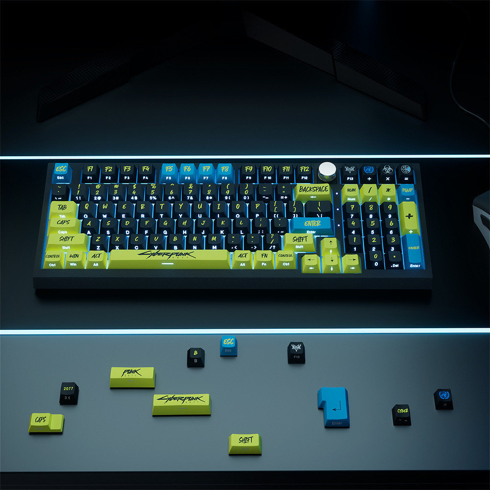 Cyberpunk Keycap Bốn Mặt Trong Suốt PBT Thăng Hoa Chiều Cao Keycap