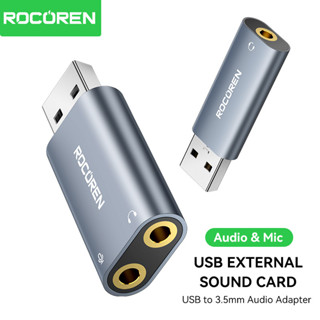 Rocoren USB Thẻ Âm Thanh Bên Ngoài USB Sang Jack 3.5 Mm Bộ Chuyển Đổi Âm Thanh USB Sang Tai Nghe Tai Nghe Micro Stereo Free Drive Cho MacOS Linux Android Laptop PS5 / PS4
