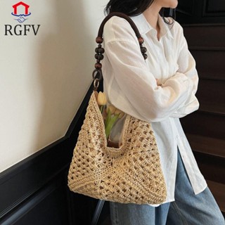  Túi dệt rơm RGFV Túi xách đi biển dung tích lớn Túi đi biển Bohemian Túi xô đơn giản Túi Tote rỗng Túi đeo vai rỗng ngày lễ 