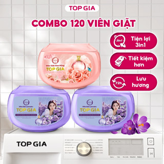  Viên giặt xả TopGia quần áo thơm lâu hương hoa hồng và lavender 1 hộp 40 viên giặt sạch tiết kiệm 