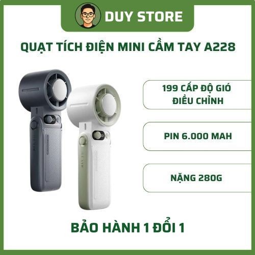Quạt Mini A228/JF168 2025 Pin Chuẩn 6000mAh (Sò Lạnh, Tích Điện,Gập Tiện Lợi) - BH 3 Tháng 1 Đổi 1 -