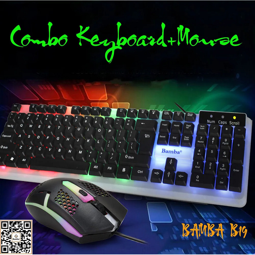 Combo Phím Chuột Có Dây B19 Led -Combo phím chuột có dây giả cơ chơi game có led B19  BH 6 THÁNG