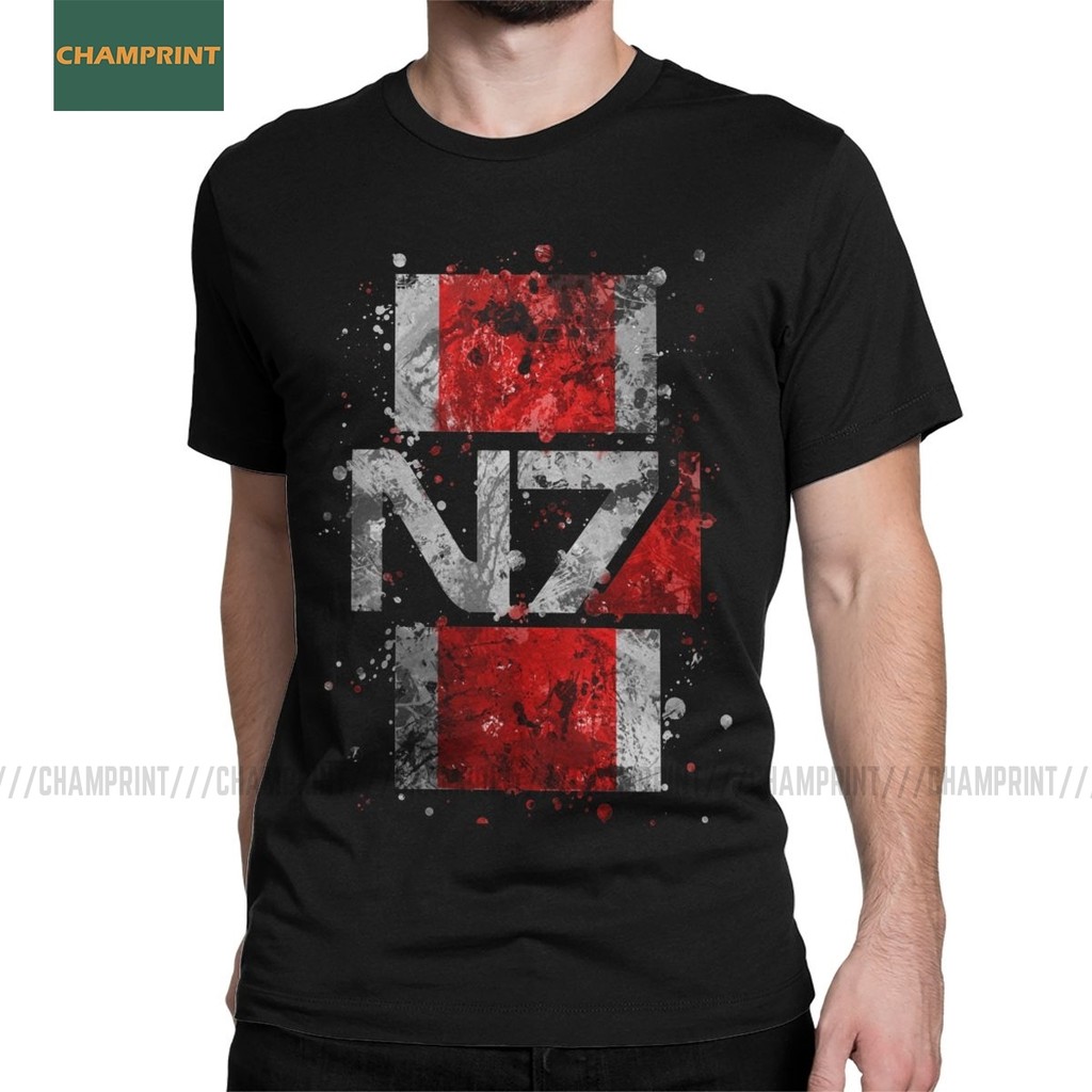 Mass Effect N7 Splatter Áo nam Garrus Commander Bioware Wrex Mordin Game Nguyên Chất Cotton Tee Tay 