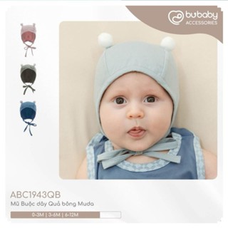  BU Baby  0-12M  Mũ Buộc dây Quả bông ABC1943QB Muda cho bé trai bé gái  sơ sinh - Bamco  - Mũ bu baby - Mũ Bu sơ sinh 