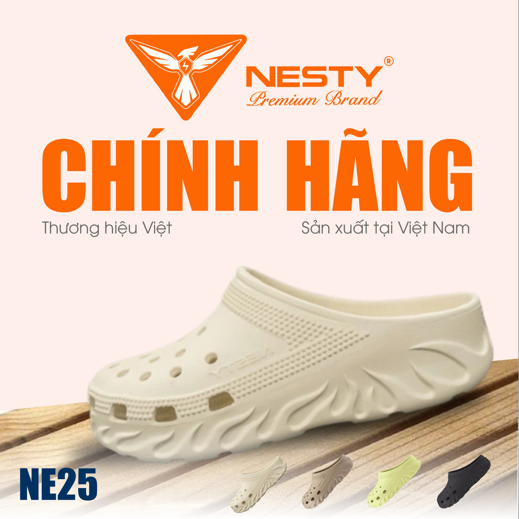 NE25 - (TẶNG 10 CHARM) DÉP SỤC BIỂU TƯỢNG NGỌN LỬA SIÊU NHẸ THƯƠNG HIỆU NESTY