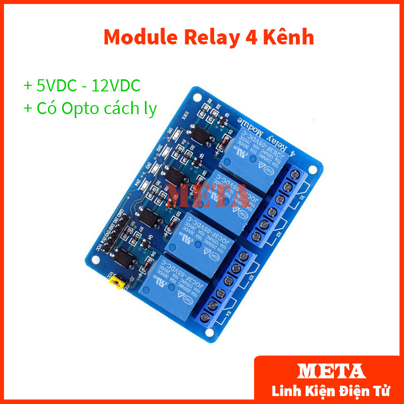 Module Relay 4 kênh 5-12V có Opto cách ly, Relay 4 kênh 5V DC, Relay 4 kênh 12V DC (Rơ Le 4 kênh 5V 