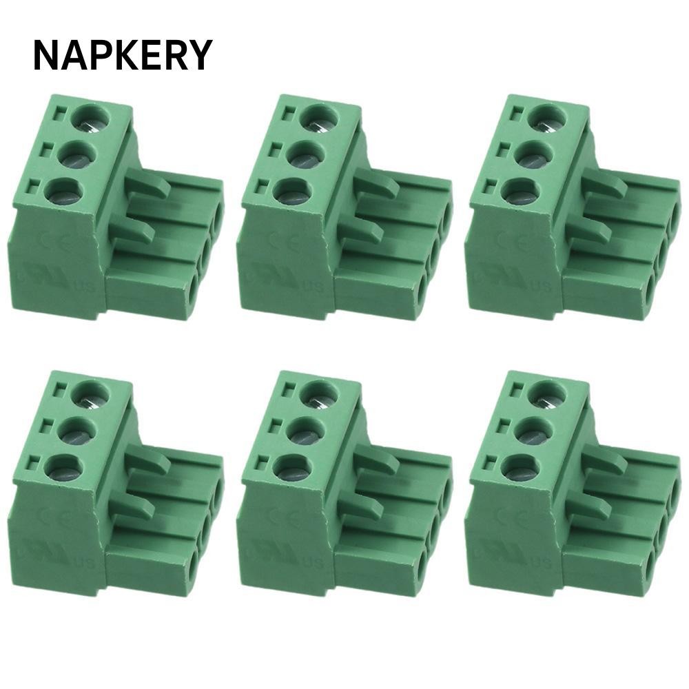 NAPKERY 6 Cái Vít PCB, 5.08mm Pitch Green Phoenix Type Connector, Nam & Nữ PCB Mount 3 Pin Terminal 