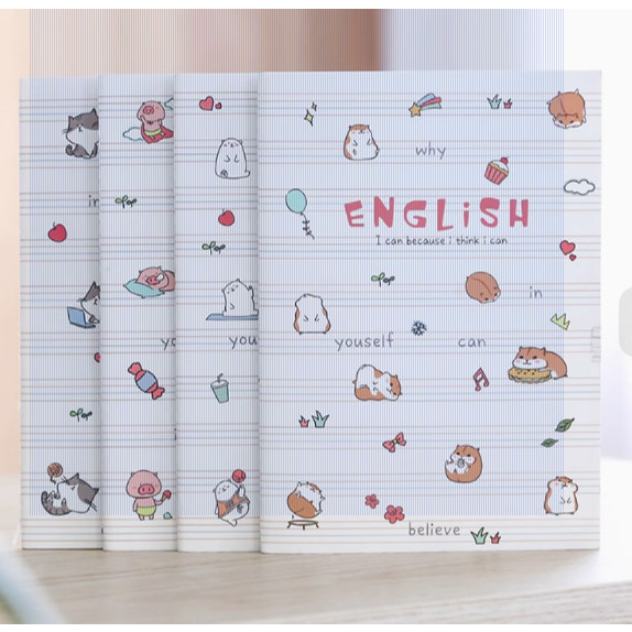 (6003) Vở ghi chép tiếng anh, khổ b5 có 72 trang dành cho học sinh, sổ từ vựng dòng kẻ màu dễ thương