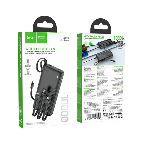 Sạc dự phòng Hoco J146 10.000mAh - Bh 6 tháng - Đen