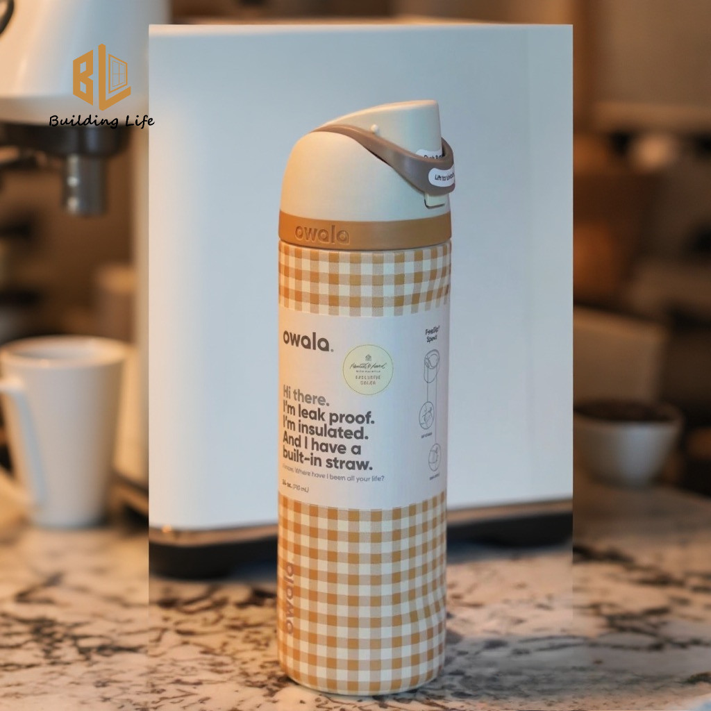 Owala Cup Phiên bản giới hạn Lưới màu cam Owala FreeZip Bình nước bằng thép không gỉ cách nhiệt có ố