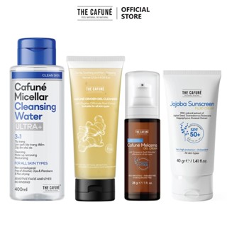 Combo Kem Nám Melasma 28g, Kem Chống Nắng Jojoba 40g, Sữa Rửa Mặt Gừng 120ml, Nước Tẩy Trang 400ml The Cafuné